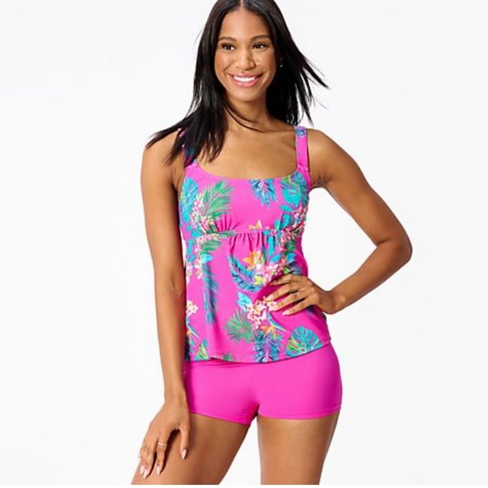 NWT Kim Gravel Tankini with Bike Shorts Set, Size 10 Raspberry Tropic